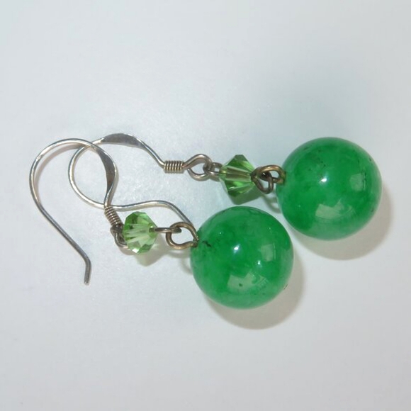 Sterling Silver Green Quartz CZ Dangle Earrings - Picture 8 of 15